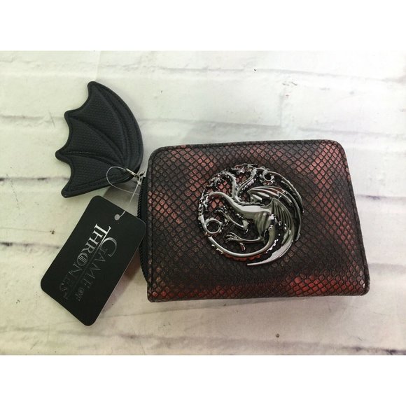Game of Thrones House Targaryen Metal Raised Logo Small Zip Around Clutch Wallet - Picture 1 of 9